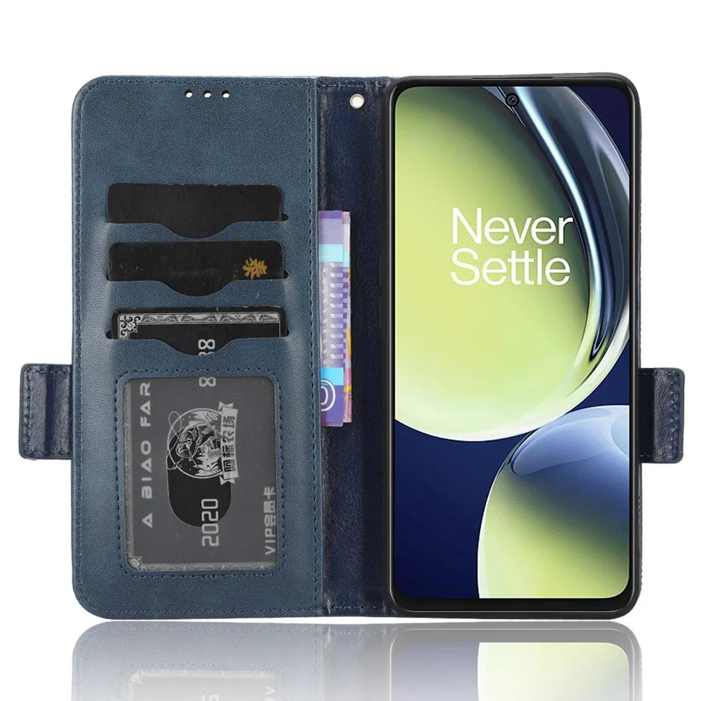 For OnePlus Nord CE 3 Lite 5G / Nord N30 5G Phone Case Imprinted Triangle Stand Wallet PU Leather Cover - Blue - 2