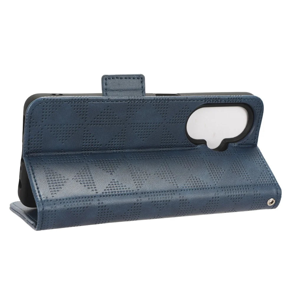 For OnePlus Nord CE 3 Lite 5G / Nord N30 5G Phone Case Imprinted Triangle Stand Wallet PU Leather Cover - Blue - 3