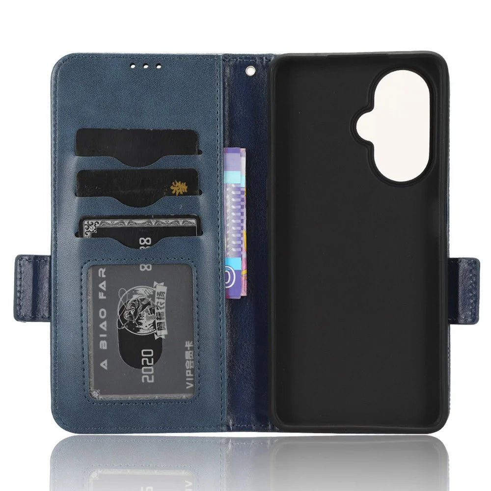 For OnePlus Nord CE 3 Lite 5G / Nord N30 5G Phone Case Imprinted Triangle Stand Wallet PU Leather Cover - Blue - 5