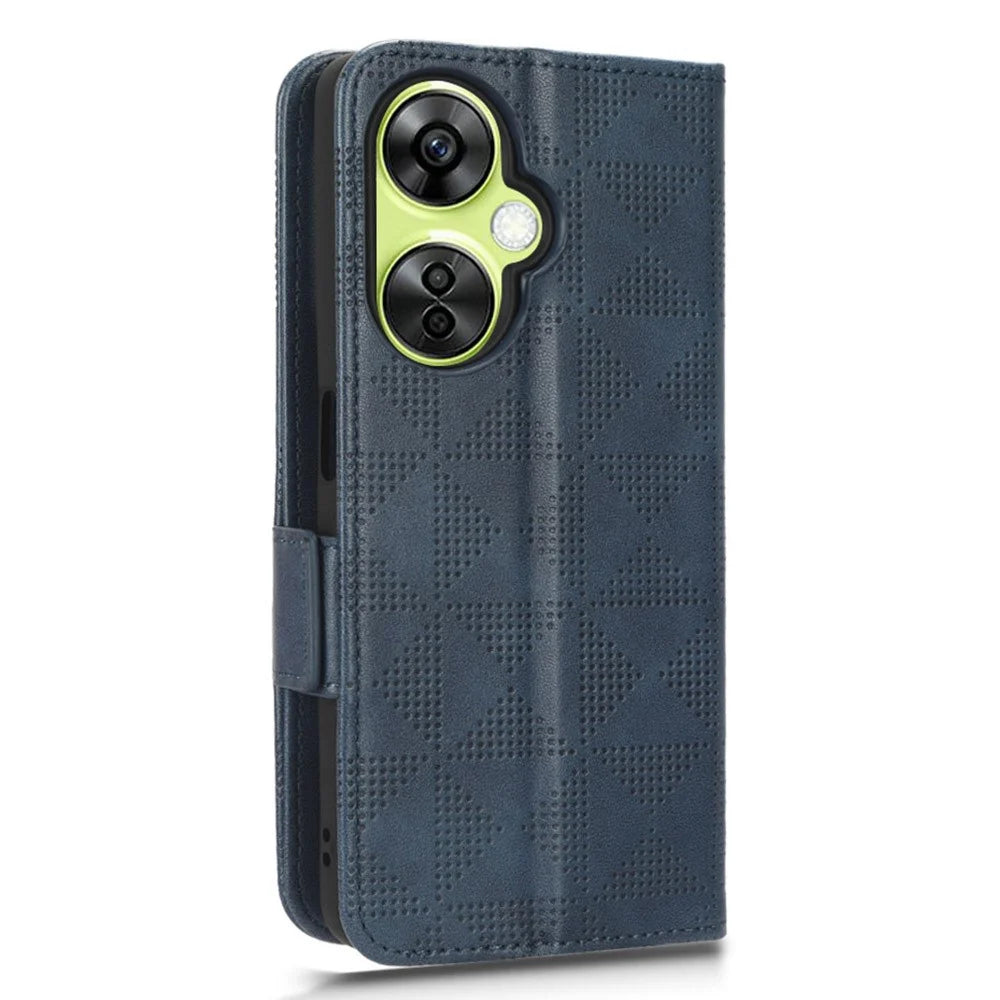 For OnePlus Nord CE 3 Lite 5G / Nord N30 5G Phone Case Imprinted Triangle Stand Wallet PU Leather Cover - Blue - 6