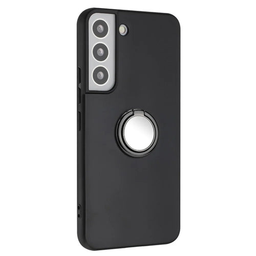 Ring Kickstand Cover for Samsung Galaxy S22 5G Anti-drop Matte TPU Phone Case Works for Magnetic Car Mount - Black - 1