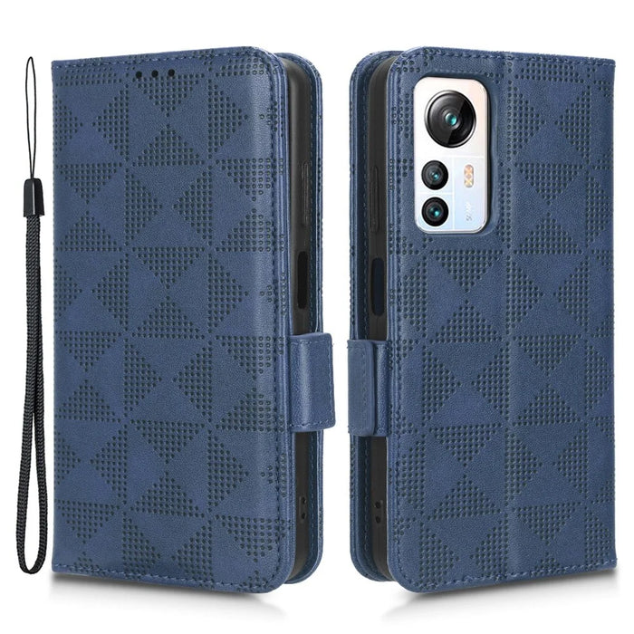 For Blackview A85 Imprinted Triangle Stand Wallet Phone Case TPU+PU Leather Phone Cover - Blue - 1