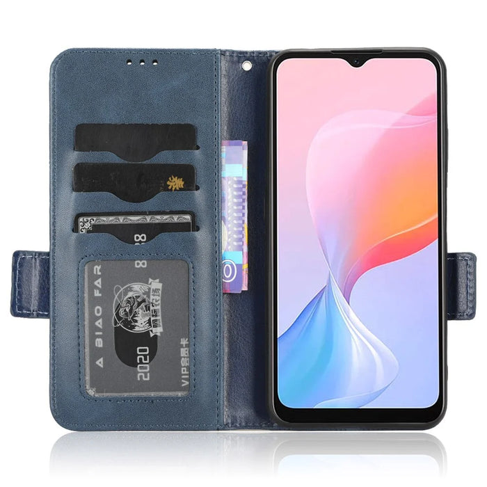 For Blackview A85 Imprinted Triangle Stand Wallet Phone Case TPU+PU Leather Phone Cover - Blue - 2
