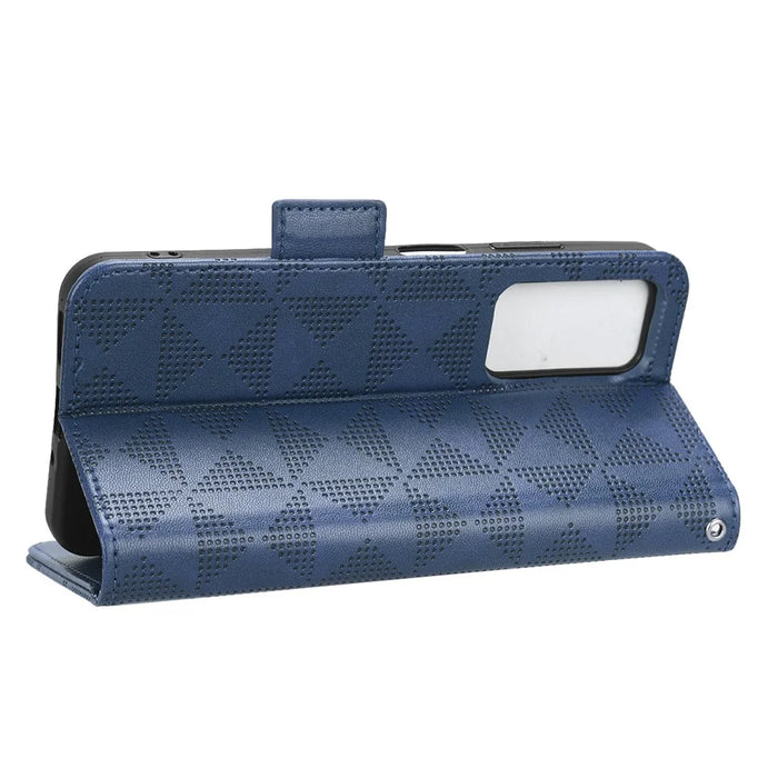 For Blackview A85 Imprinted Triangle Stand Wallet Phone Case TPU+PU Leather Phone Cover - Blue - 3