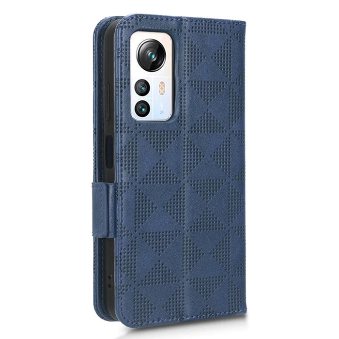 For Blackview A85 Imprinted Triangle Stand Wallet Phone Case TPU+PU Leather Phone Cover - Blue - 6