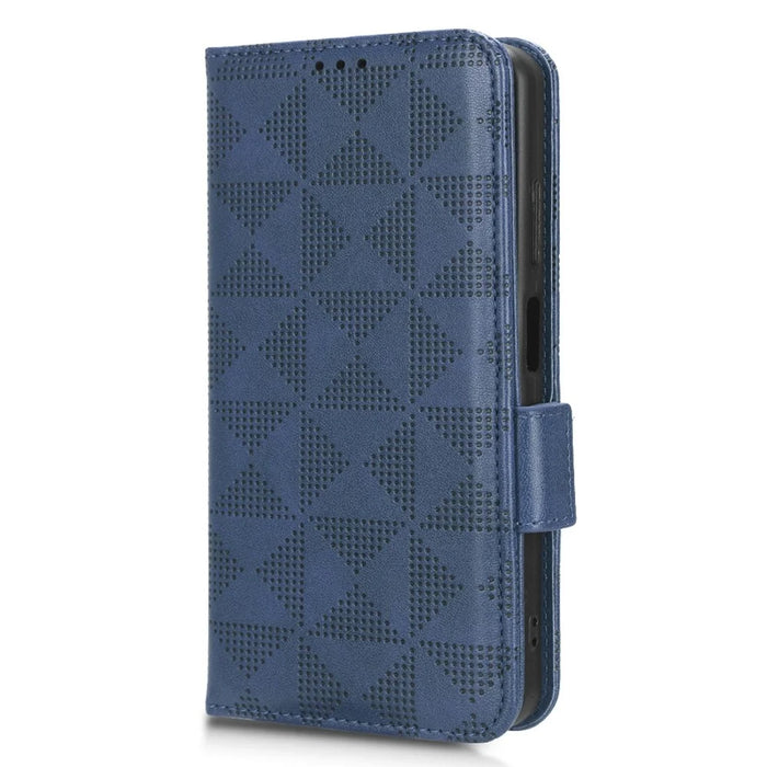 For Blackview A85 Imprinted Triangle Stand Wallet Phone Case TPU+PU Leather Phone Cover - Blue - 7