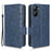 For Realme V30t / V30 5G Shockproof PU Leather Phone Case Imprinted Triangle Stand Wallet Cover - Blue - 1