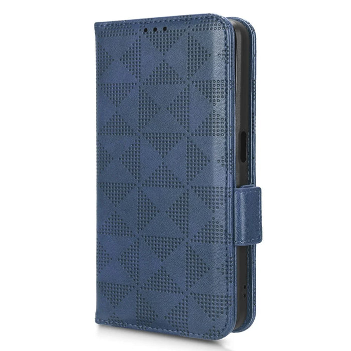 For Realme V30t / V30 5G Shockproof PU Leather Phone Case Imprinted Triangle Stand Wallet Cover - Blue - 7