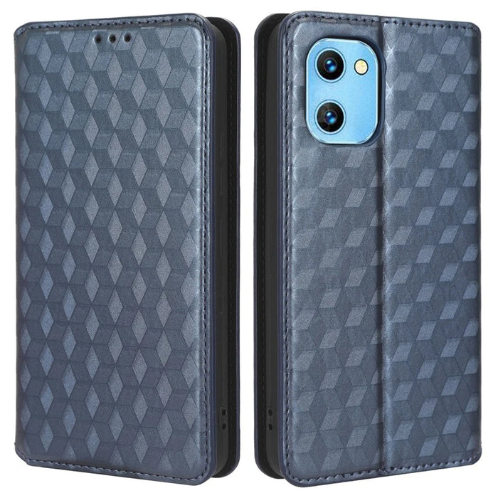 For Umidigi G1 / G1 Max Imprinted Rhombus Pattern PU Leather+TPU Cover Stand Phone Wallet Case - Blue - 1