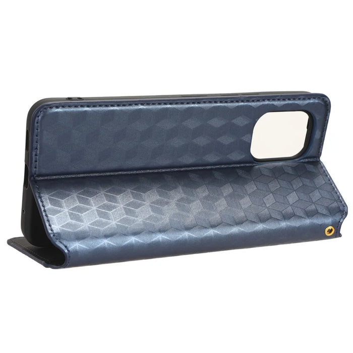 For Umidigi G1 / G1 Max Imprinted Rhombus Pattern PU Leather+TPU Cover Stand Phone Wallet Case - Blue - 3