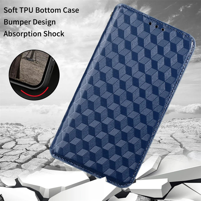 For Umidigi G1 / G1 Max Imprinted Rhombus Pattern PU Leather+TPU Cover Stand Phone Wallet Case - Blue - 5