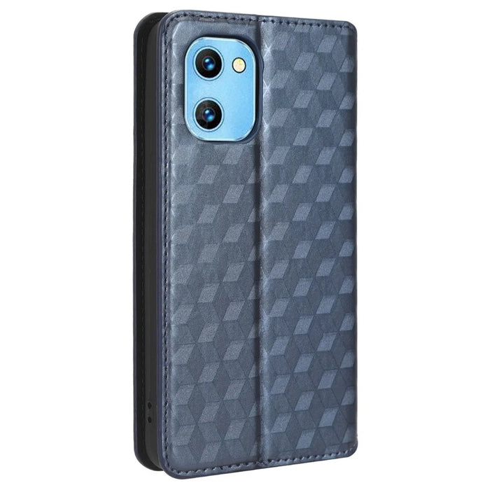For Umidigi G1 / G1 Max Imprinted Rhombus Pattern PU Leather+TPU Cover Stand Phone Wallet Case - Blue - 7