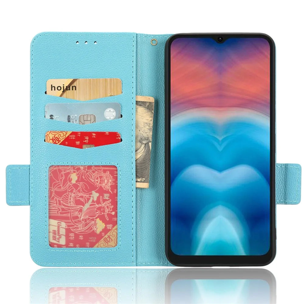 For Umidigi G1 / G1 Max PU Leather Case Litchi Texture Folio Flip Wallet Stand Phone Cover - Baby Blue - 2