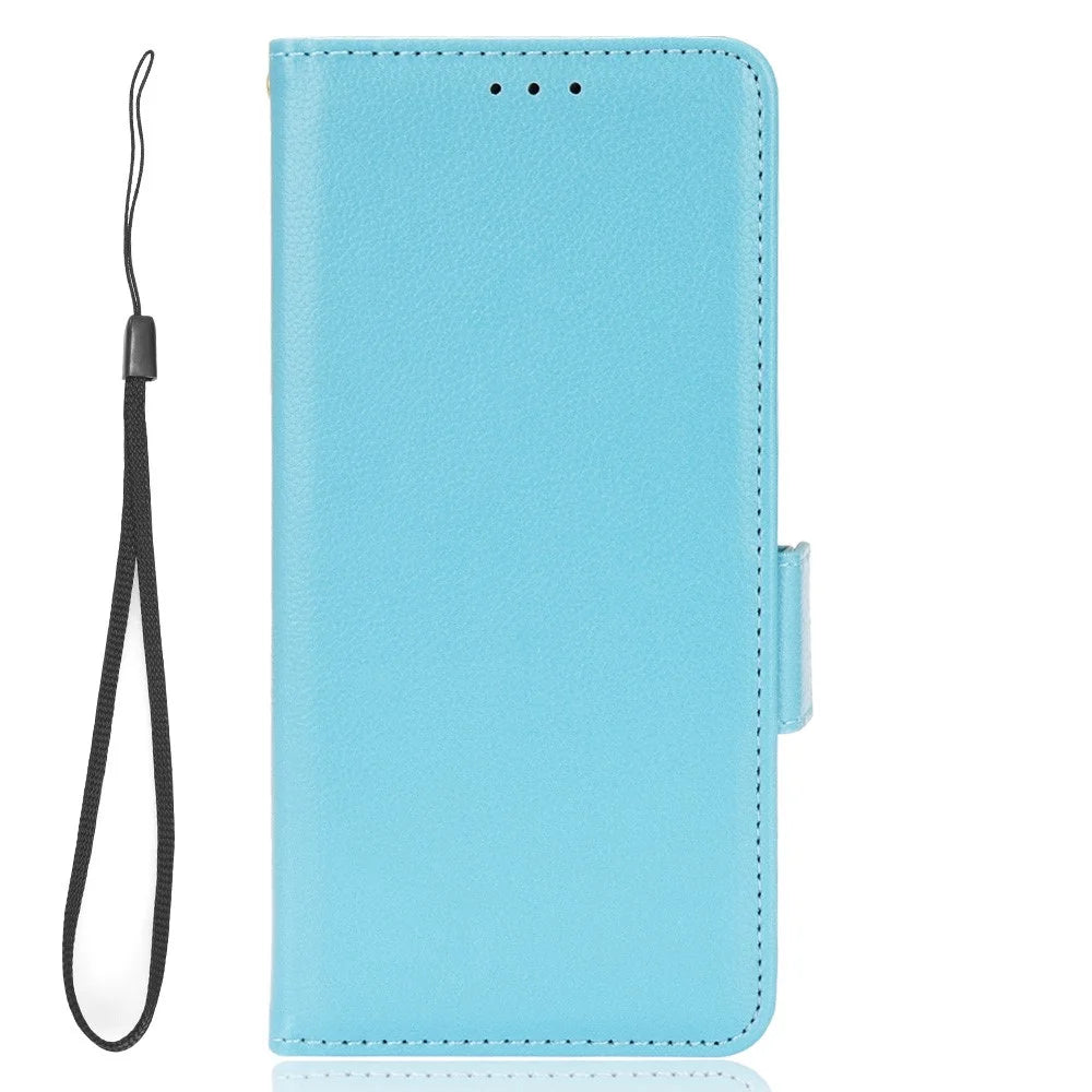 For Umidigi G1 / G1 Max PU Leather Case Litchi Texture Folio Flip Wallet Stand Phone Cover - Baby Blue - 6