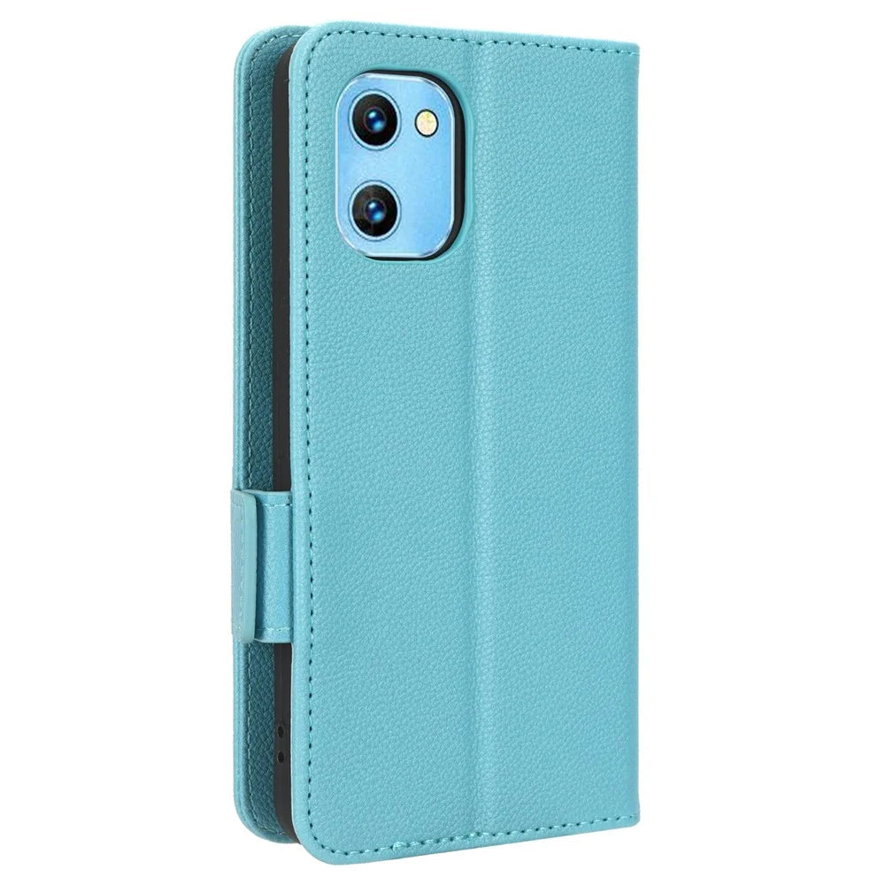 For Umidigi G1 / G1 Max PU Leather Case Litchi Texture Folio Flip Wallet Stand Phone Cover - Baby Blue - 7