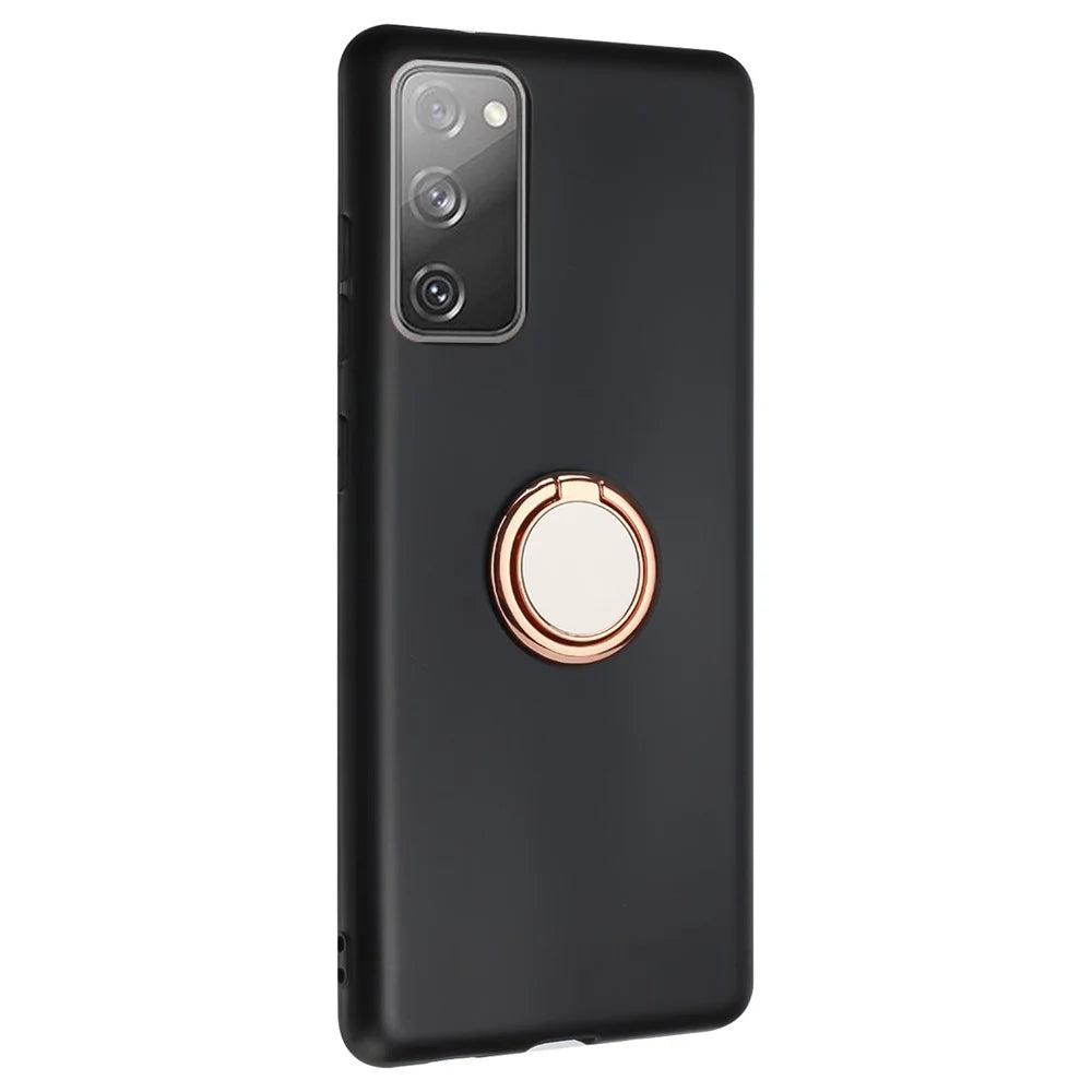 For Samsung Galaxy S20 FE / S20 FE 5G / S20 FE 2022 / S20 Lite Matte TPU Phone Cover with Ring Kickstand - Rose Gold - 1