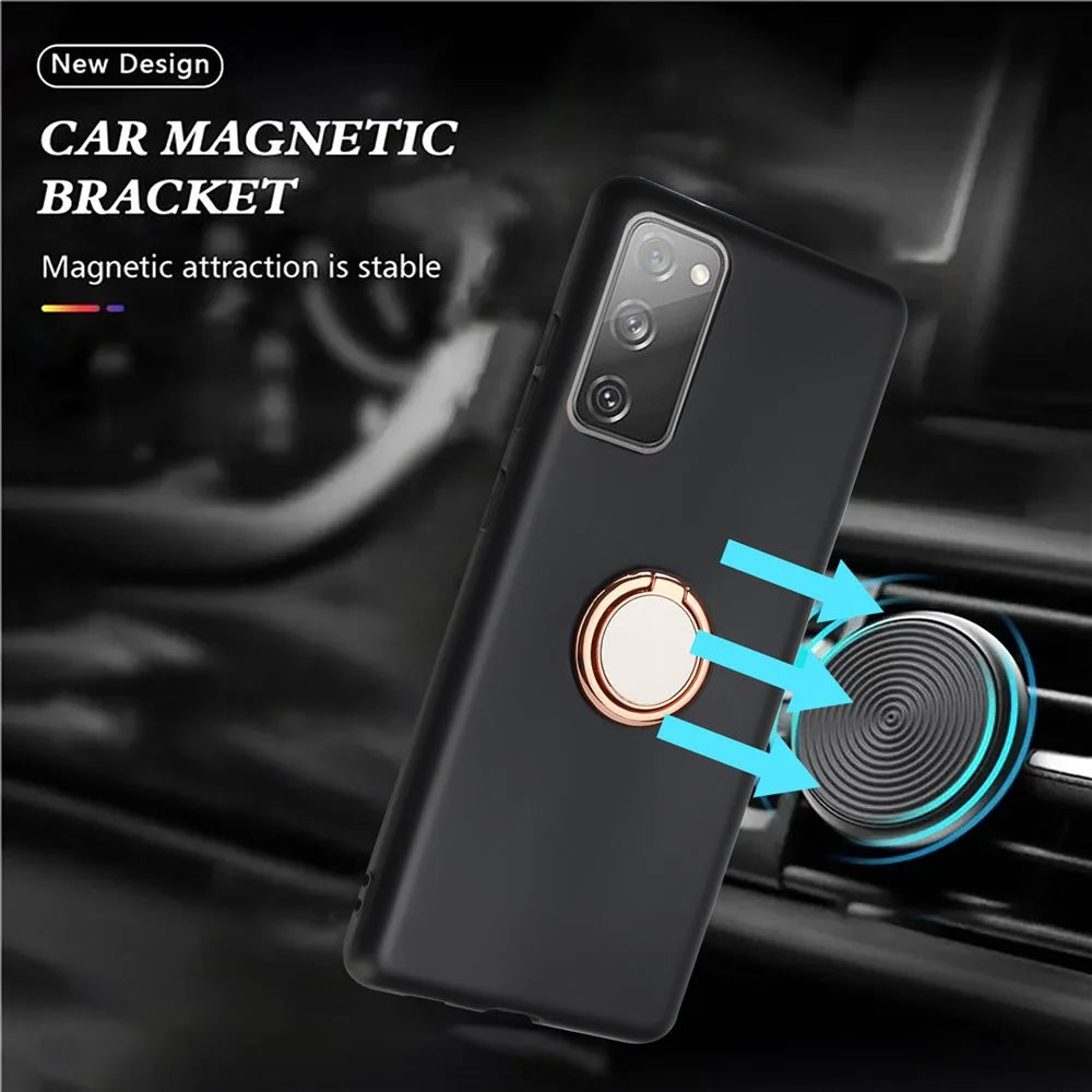 For Samsung Galaxy S20 FE / S20 FE 5G / S20 FE 2022 / S20 Lite Matte TPU Phone Cover with Ring Kickstand - Rose Gold - 3