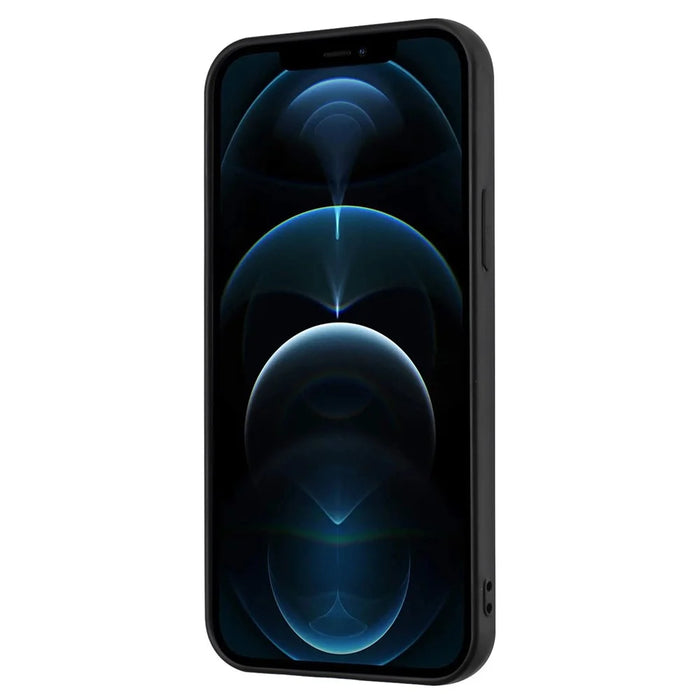 Mobile Phone Shell for iPhone 12 / 12 Pro 6.1 inch Ring Holder Kickstand Matte TPU Cover Support Car Magnet Mount - Black - 2