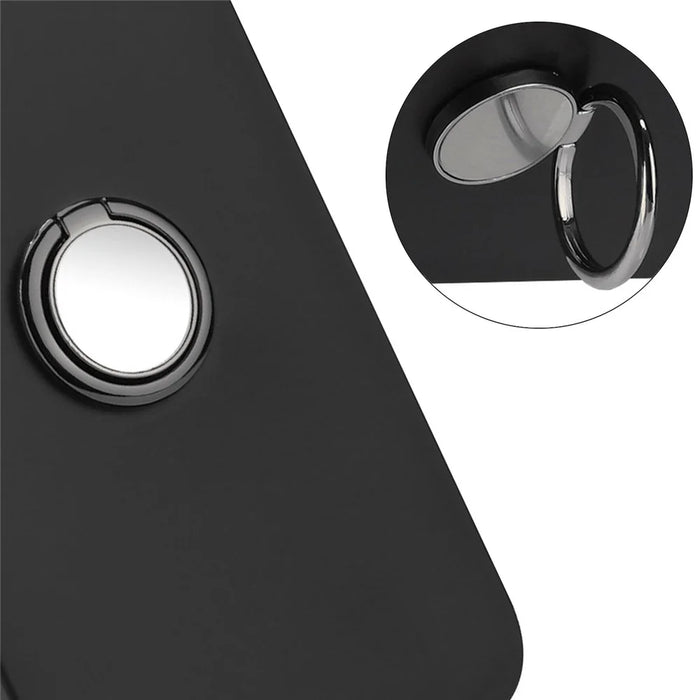 Mobile Phone Shell for iPhone 12 / 12 Pro 6.1 inch Ring Holder Kickstand Matte TPU Cover Support Car Magnet Mount - Black - 5