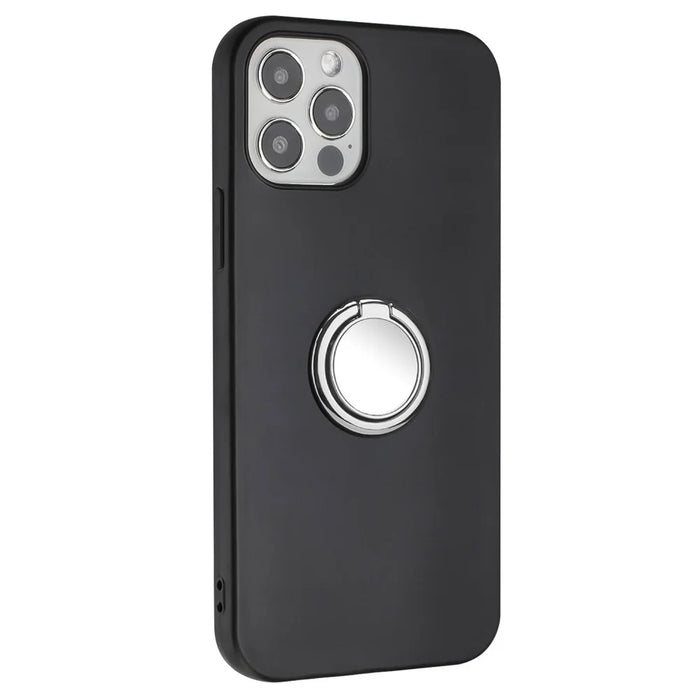 For iPhone 12 Pro Max 6.7 inch Matte Shell, TPU Cover Mobile Phone Case with Ring Holder Kickstand - Silver - 1