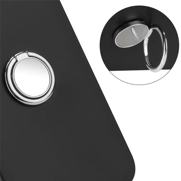 For iPhone 12 Pro Max 6.7 inch Matte Shell, TPU Cover Mobile Phone Case with Ring Holder Kickstand - Silver - 5