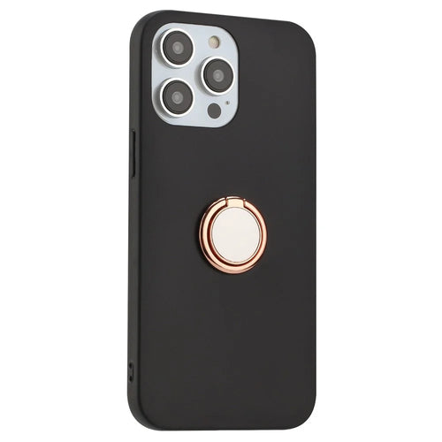 Matte Shell for iPhone 13 Pro Max 6.7 inch TPU Cover Mobile Phone Case with Ring Kickstand - Rose Gold - 1