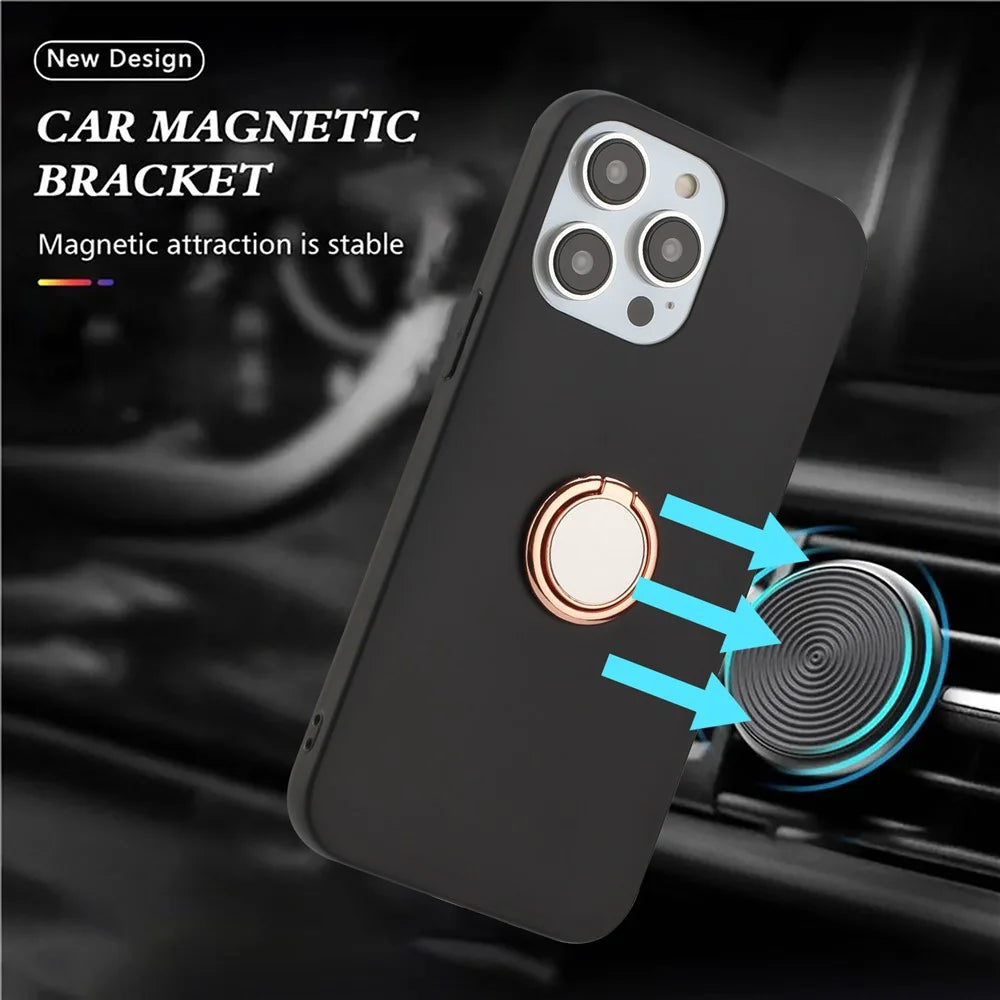 Matte Shell for iPhone 13 Pro Max 6.7 inch TPU Cover Mobile Phone Case with Ring Kickstand - Rose Gold - 3