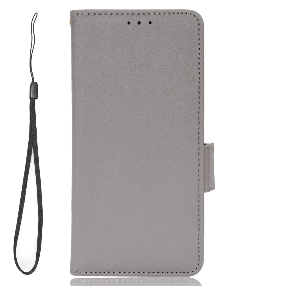 PU Leather Case for OnePlus Nord 3 5G / Ace 2V Litchi Texture Folio Flip Wallet Stand Phone Cover - Grey - 6