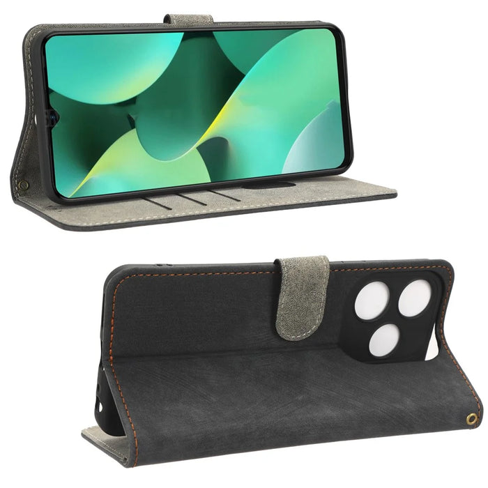 For TECNO Spark 10C RFID Blocking Wallet Cover Phone Stand Case PU Leather Shell with Strap - Black - 3