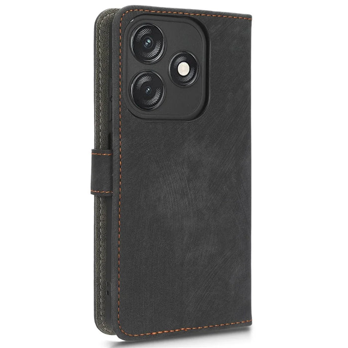 For TECNO Spark 10C RFID Blocking Wallet Cover Phone Stand Case PU Leather Shell with Strap - Black - 6