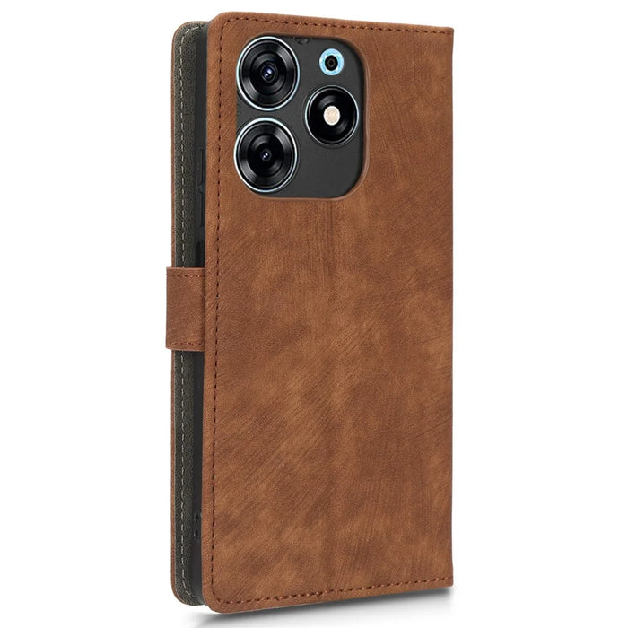 For TECNO Spark 10 Pro KI7 Mobile Phone Cover Stand Case PU Leather RFID Blocking Wallet with Strap - Brown - 6