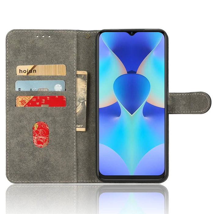 RFID Blocking Wallet Cover for TECNO Spark 10 , Phone Stand Anti-Scratch PU Leather Cell Phone Case with Strap - Blue - 2