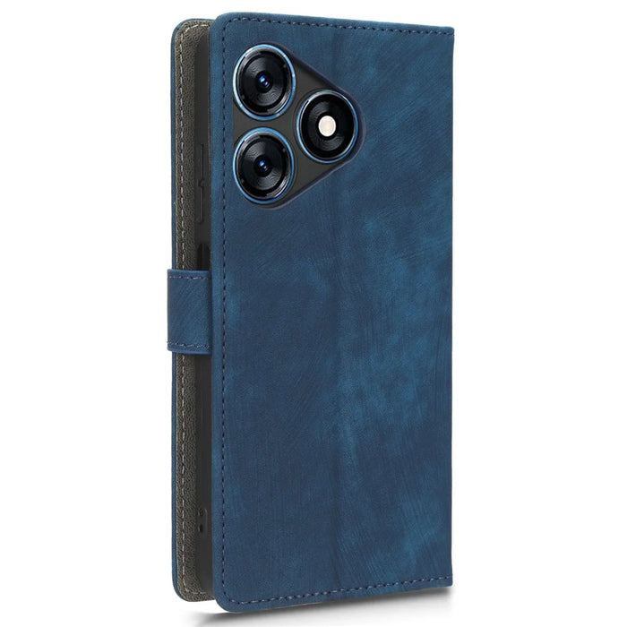 RFID Blocking Wallet Cover for TECNO Spark 10 , Phone Stand Anti-Scratch PU Leather Cell Phone Case with Strap - Blue - 6