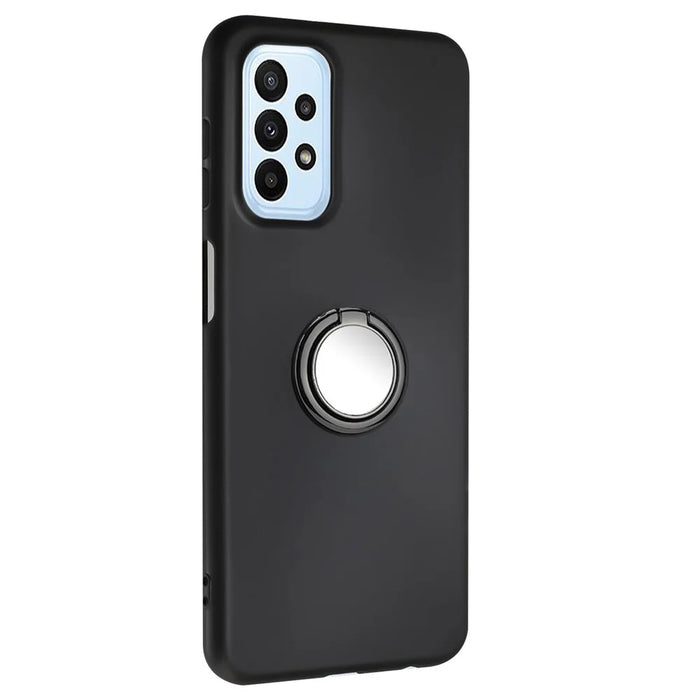 For Samsung Galaxy A52 4G / 5G / A52s 5G Ring Kickstand Matte TPU Case Cell Phone Protector Cover - Black - 1