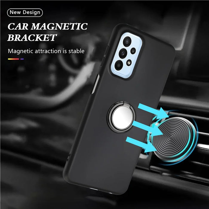For Samsung Galaxy A52 4G / 5G / A52s 5G Ring Kickstand Matte TPU Case Cell Phone Protector Cover - Black - 3