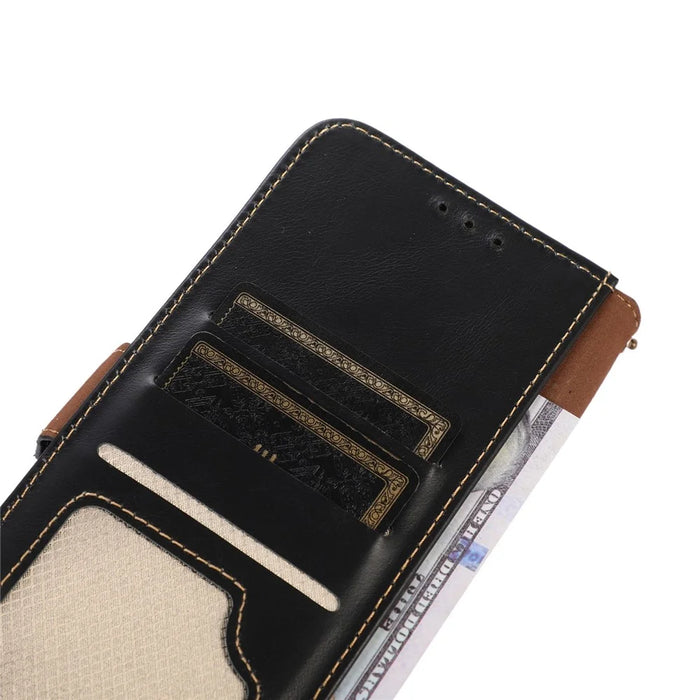 For Nokia G22 Genuine Cowhide Leather Phone Case RFID Blocking Wallet Stand Cover - Black - 5