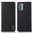 KHAZNEH For Nokia G22 Flip Stand Phone Case RFID Blocking Wallet Genuine Cow Leather Phone Cover - Black - 1
