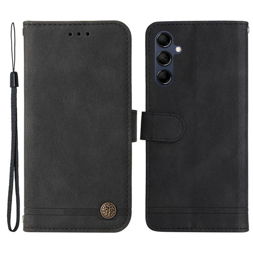 For Samsung Galaxy M14 5G Leather Wallet Cases Skin Touch Phone Cover Stand with Strap - Black - 1