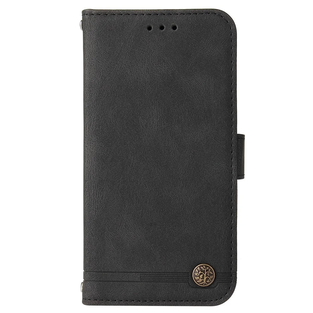 For Samsung Galaxy M14 5G Leather Wallet Cases Skin Touch Phone Cover Stand with Strap - Black - 6