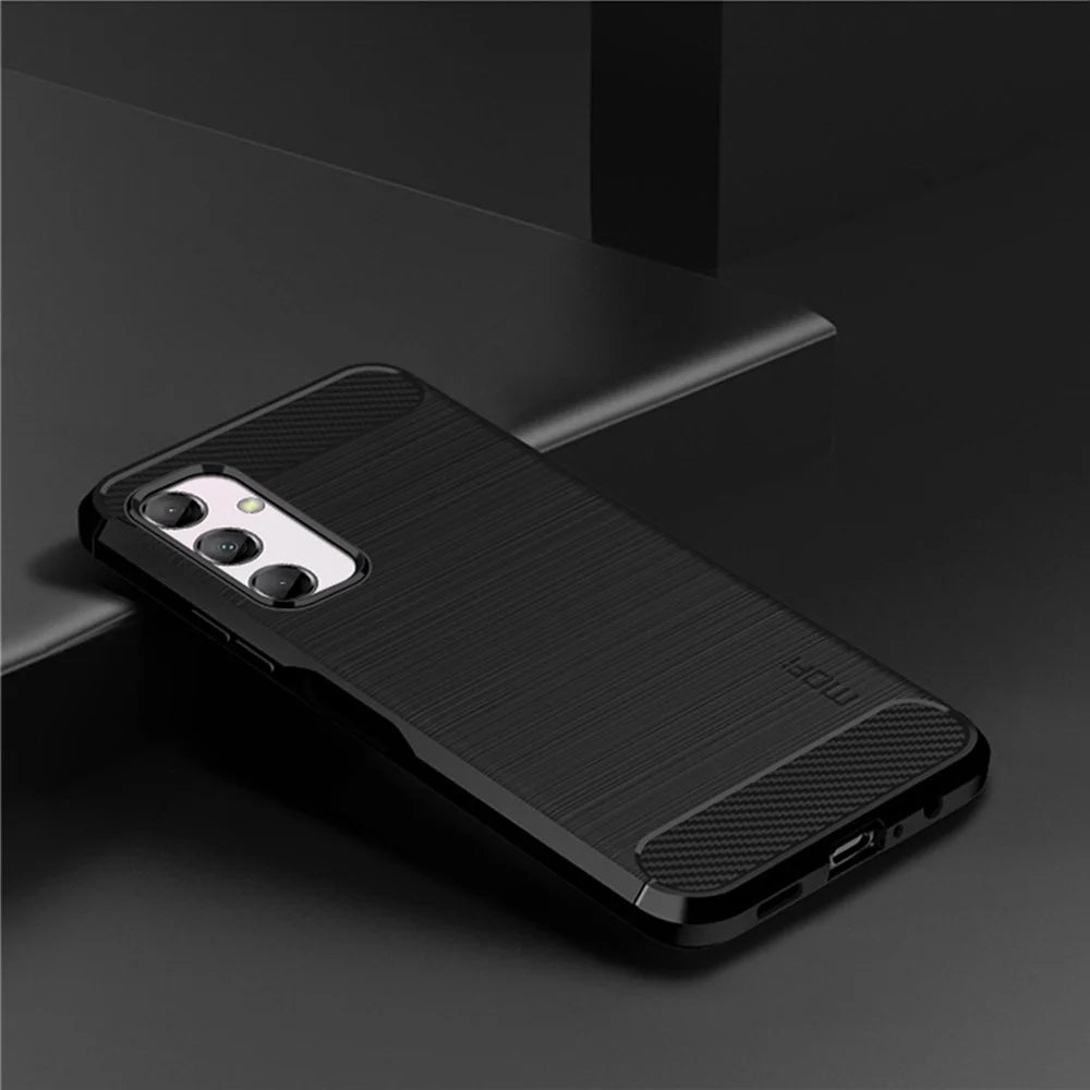 MOFI JK TPU Series-1 for Samsung Galaxy M14 5G Soft TPU Cover Carbon Fiber Brushed Phone Shell - Black - 3