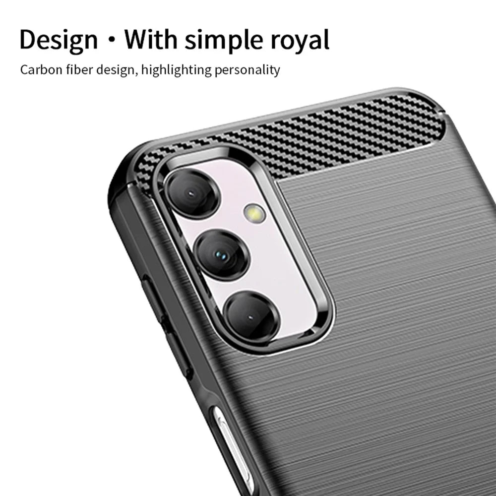 MOFI JK TPU Series-1 for Samsung Galaxy M14 5G Soft TPU Cover Carbon Fiber Brushed Phone Shell - Black - 6