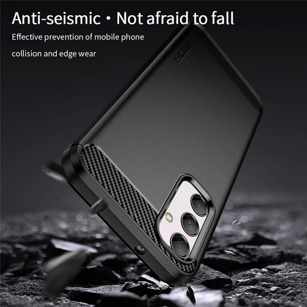 MOFI JK TPU Series-1 for Samsung Galaxy M14 5G Soft TPU Cover Carbon Fiber Brushed Phone Shell - Black - 7