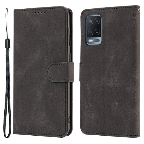 For Oppo A54 4G / A54s / A55 / A55 5G / A55s 5G / A16 / A16s / A53s 5G / A56 5G Phone Case PU Leather Wallet Stand Cover - Black - 1
