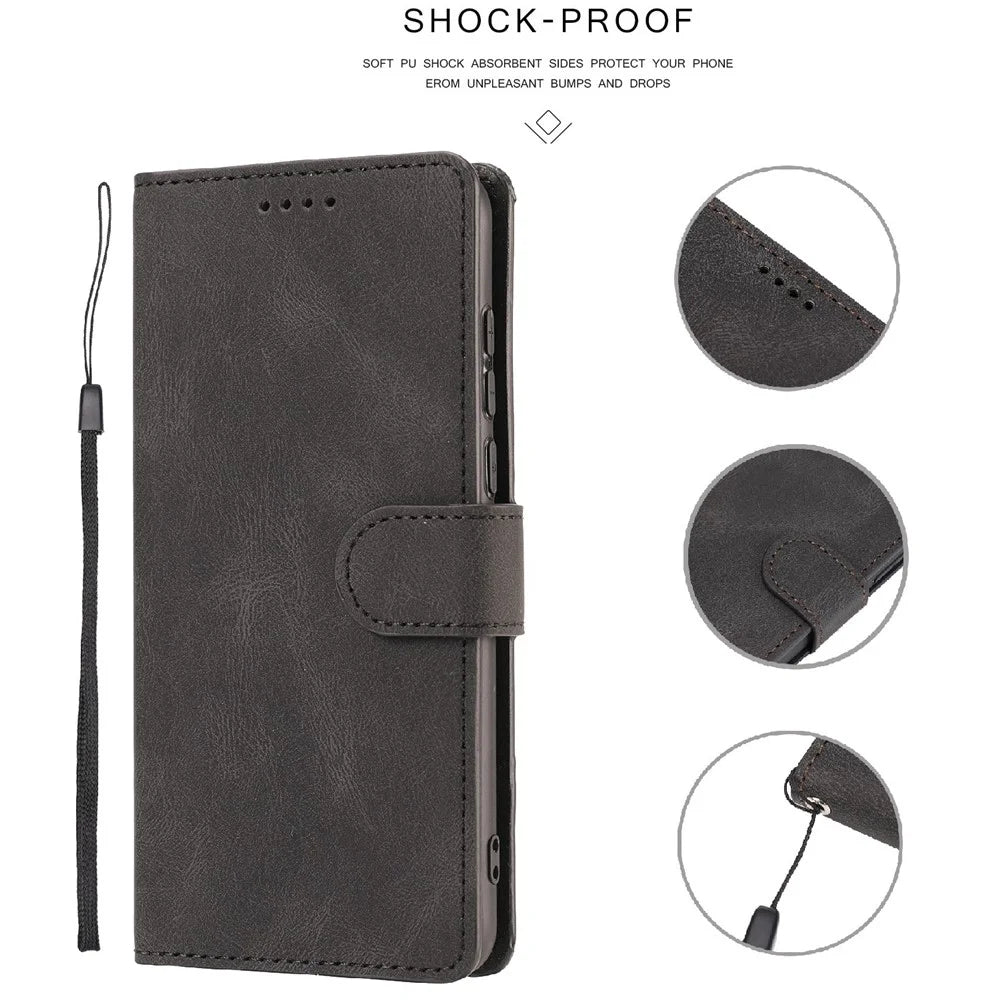 For Oppo A54 4G / A54s / A55 / A55 5G / A55s 5G / A16 / A16s / A53s 5G / A56 5G Phone Case PU Leather Wallet Stand Cover - Black - 7