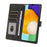 Stand Wallet Case for Samsung Galaxy M13 5G Drop Resistant PU Leather Phone Cover with Strap - Black - 3