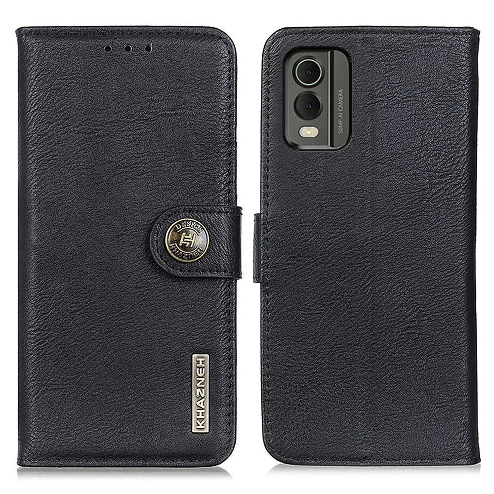 KHAZNEH For Nokia C32 PU Leather Wallet Case Cowhide Texture Cell Phone Stand Cover - Black - 1