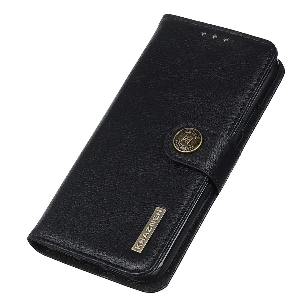 KHAZNEH For Nokia C32 PU Leather Wallet Case Cowhide Texture Cell Phone Stand Cover - Black - 4