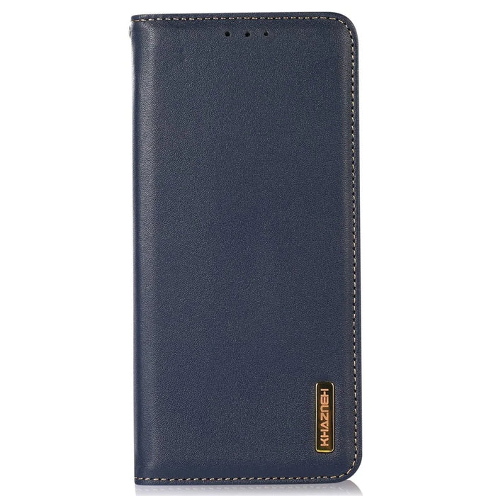 KHAZNEH For Nokia C32 RFID Blocking Case Genuine Cowhide Leather Stand Wallet Phone Cover - Blue - 7