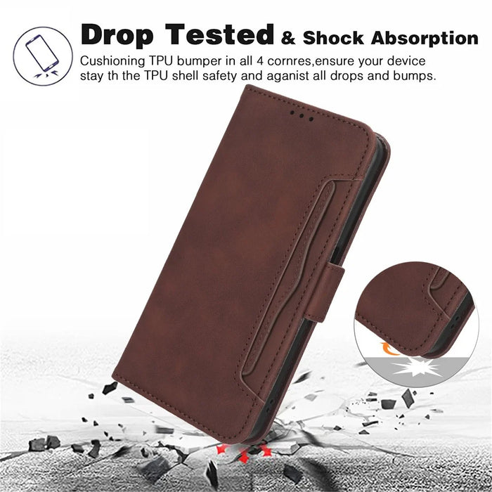 For Vodafone Smart T23 Wallet Phone Case Multiple Card Slots Phone Shell Leather Flip Cover with Stand - Black - 4