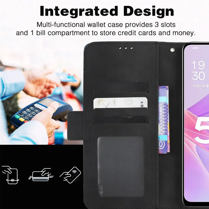 For Vodafone Smart T23 Wallet Phone Case Multiple Card Slots Phone Shell Leather Flip Cover with Stand - Black - 5